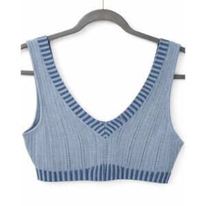 For love and lemon womens xsmall baby blue crop top shirt knit stretch